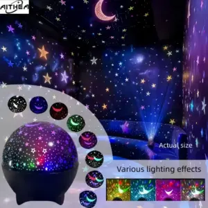 AITHEA Star Moon Galaxy Projector USB Night Light Kids Gift Room Decor